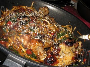 wok poulet miel sésame