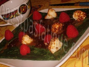 Galette chocolat noir framboises rochers coco